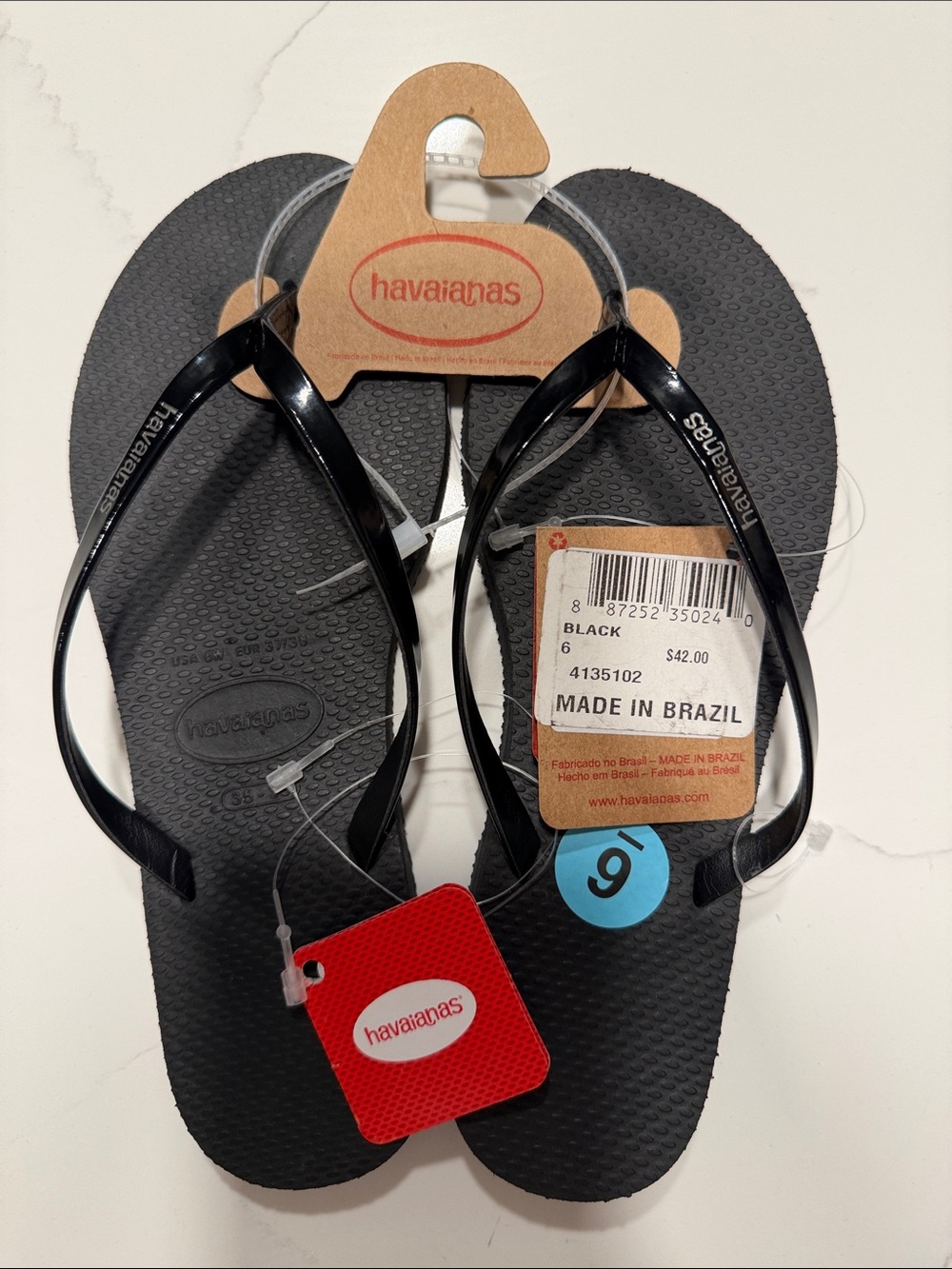 Havaianas Black Slim Glossy-Strap Flip Flops